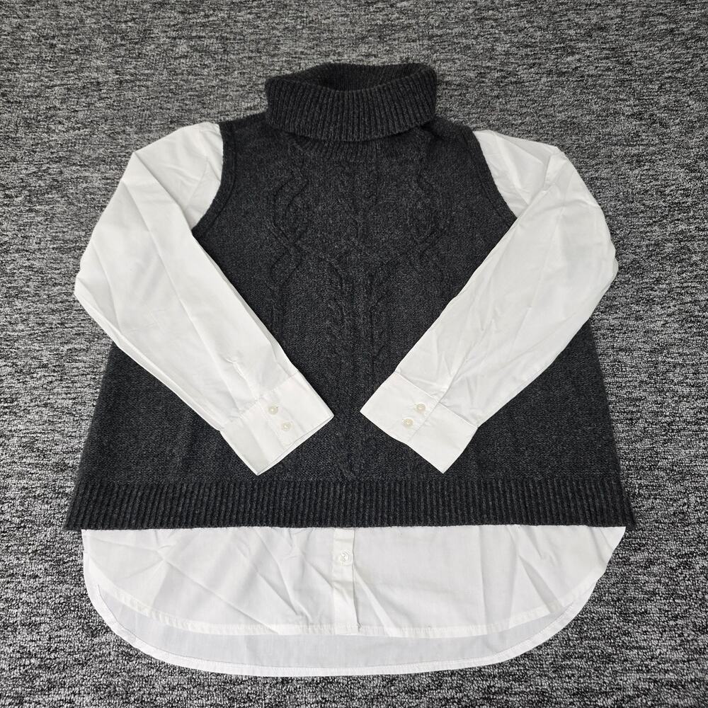 Simply Vera Vera Wang Layered Pullover Sweater Women's XL Gray White Preppy Chic